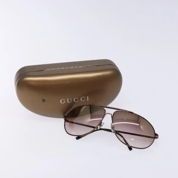GUCCI Sunglasses Metal Brown Auth BA5375